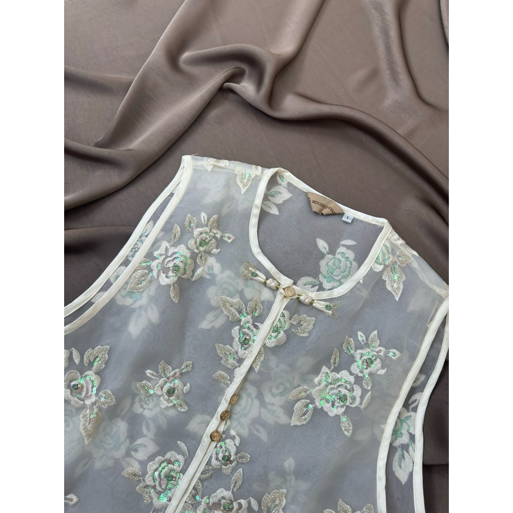 House of Syaira Liora Outer - Outer Wanita Organza Bordir Floral Payet Elegan