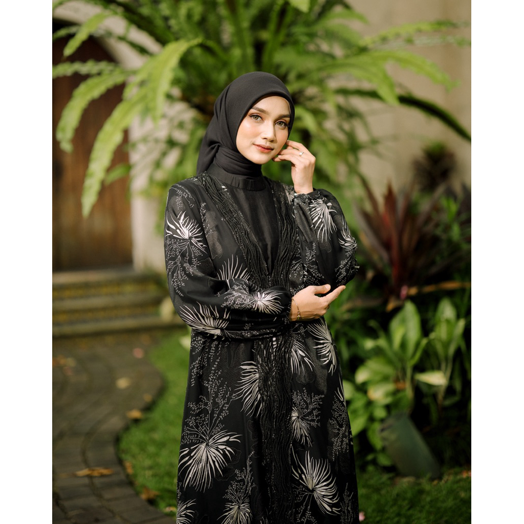 House of Syaira Firda Outer - Outer Wanita Chiffon Flowly Motif Floral Elegan Lengan Panjang