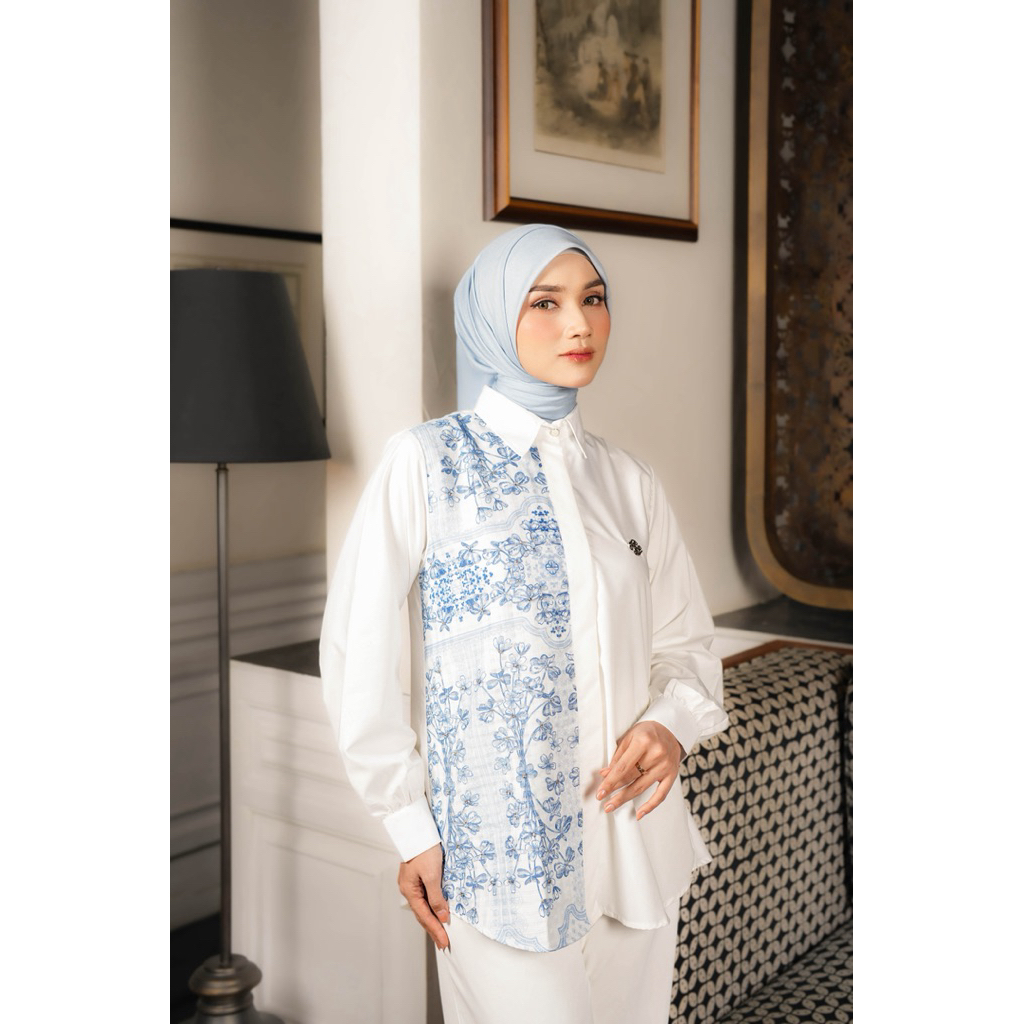 House of Syaira Candrakanti Shirt Semanggi Series - Kemeja Wanita Katun Premium Motif Payet Elegan