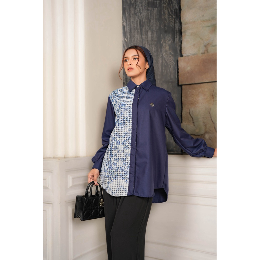 House of Syaira Candrakanti Shirt Semanggi Series - Kemeja Wanita Katun Premium Motif Payet Elegan
