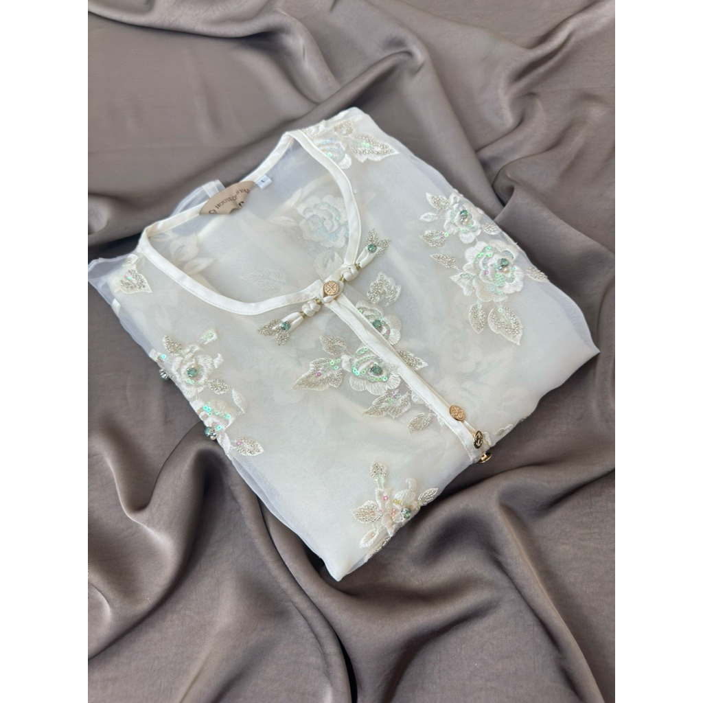 House of Syaira Liora Outer - Outer Wanita Organza Bordir Floral Payet Elegan