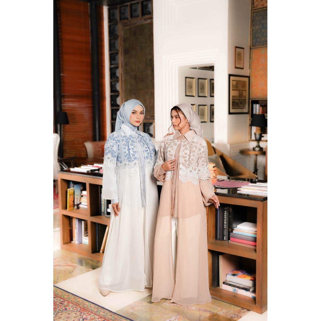 House of Syaira Kahyana Outer Semanggi Series - Long Outer Wanita Ceruty Bordir Payet Elegan