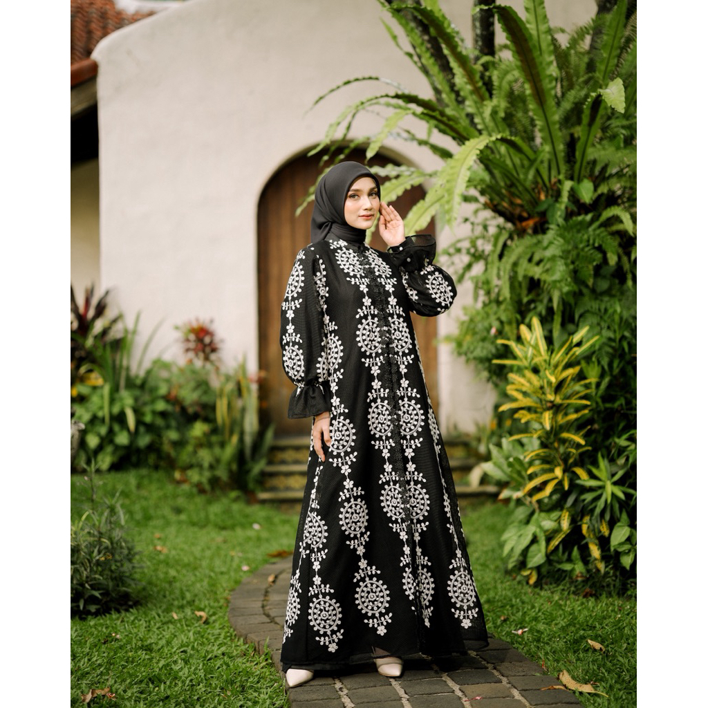 House of Syaira Aluna Outer - Outer Wanita Premium Brokat Embroidery Elegan Detail Renda