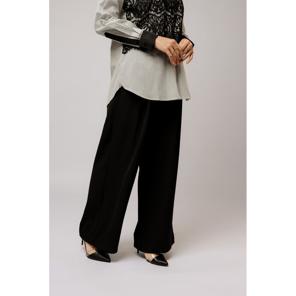 House of Syaira Ayura Pants - Celana Kulot Wanita Loose Straight Fit Flowy Elegan Formal Casual