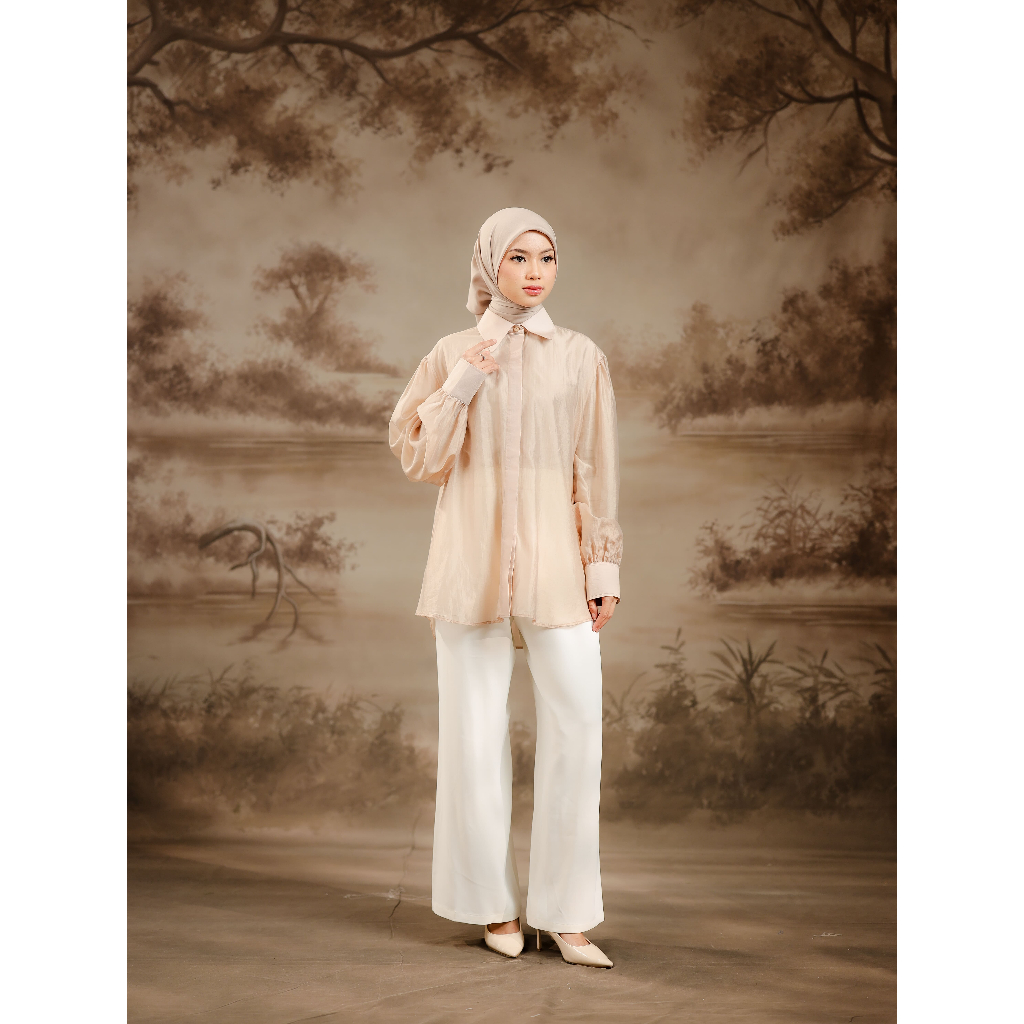 House of Syaira Aruna Glasses Shirt - Kemeja Wanita Glasses Premium Loose Fit Elegan