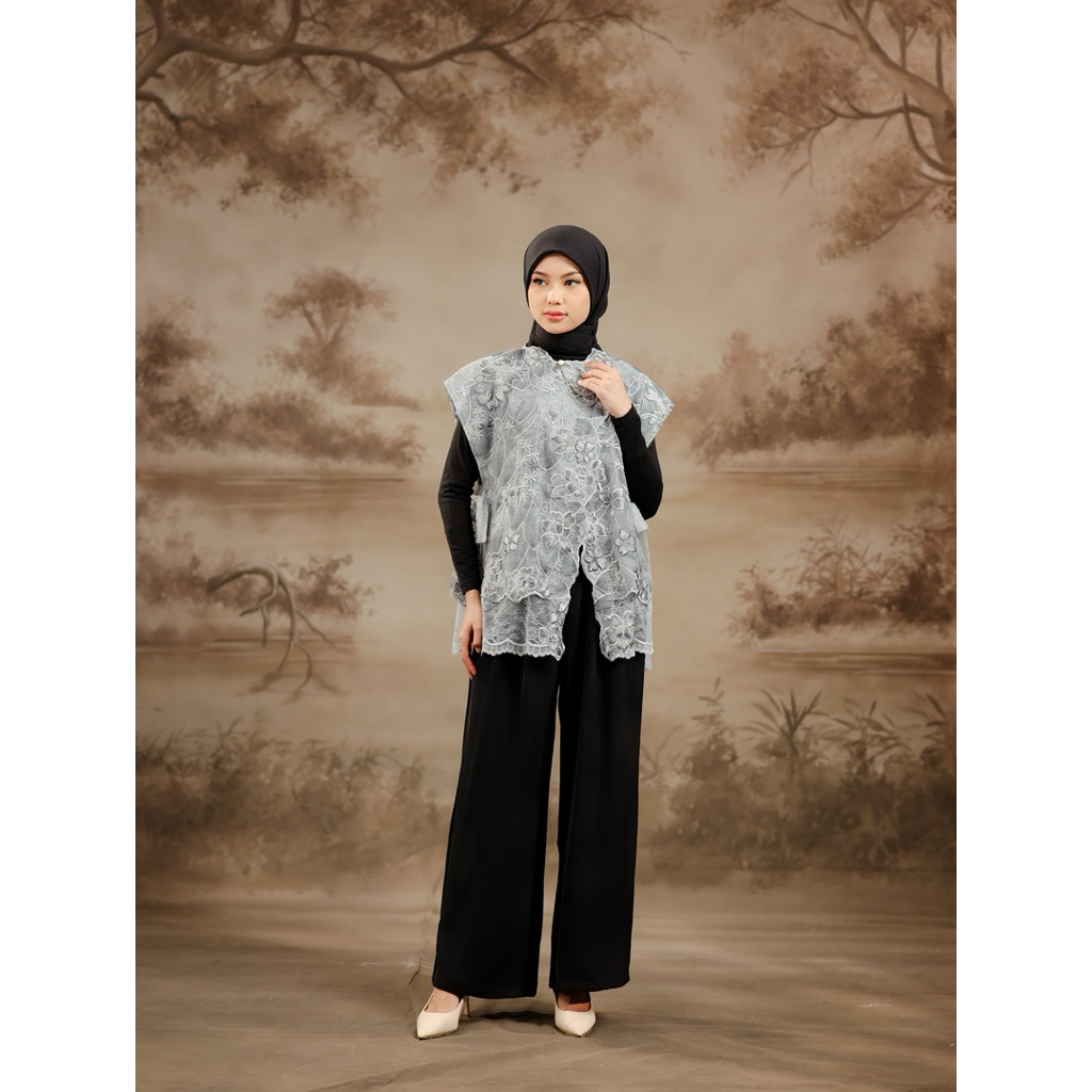 House of Syaira Serona Outer - Outer Wanita Brokat Embroidery Premium