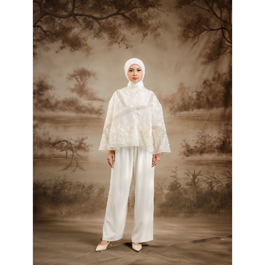House of Syaira Nahira Outer - Outer Wanita Organza Bordir Payet Elegan Lengan Flare