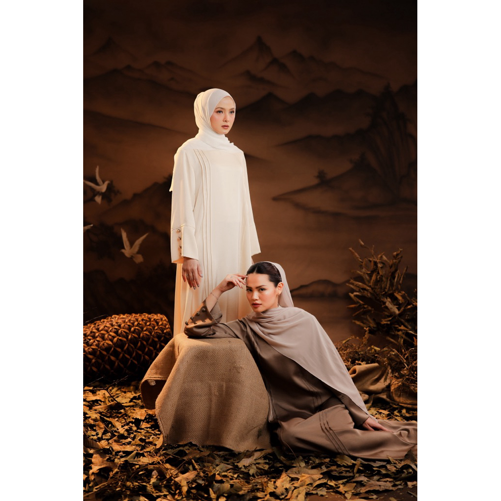 House of Syaira Sabira Abaya - Dress Abaya Wanita Muslim Silk Premium Detail Piping