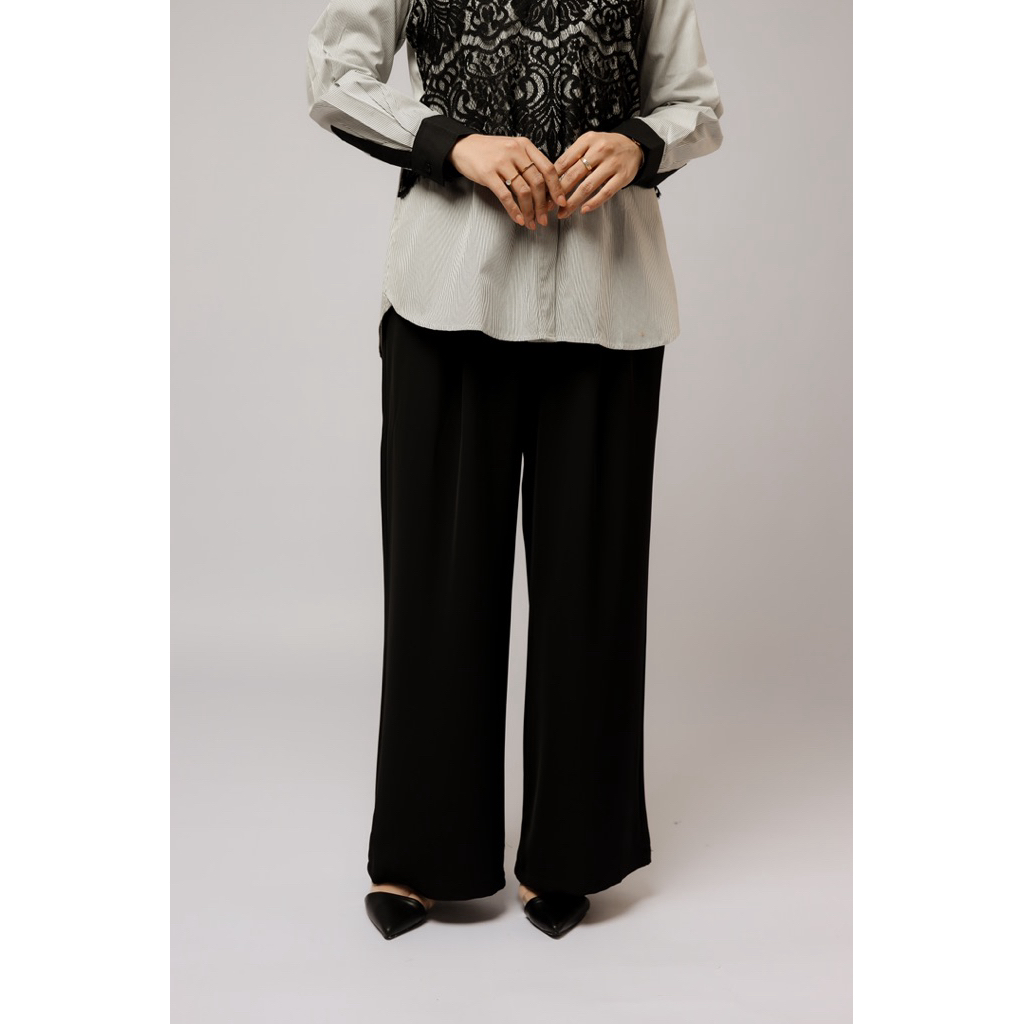 House of Syaira Ayura Pants - Celana Kulot Wanita Loose Straight Fit Flowy Elegan Formal Casual