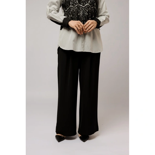 House of Syaira Ayura Pants - Celana Kulot Wanita Loose Straight Fit Flowy Elegan Formal Casual