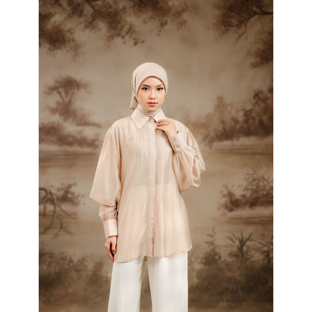 House of Syaira Aruna Glasses Shirt - Kemeja Wanita Glasses Premium Loose Fit Elegan