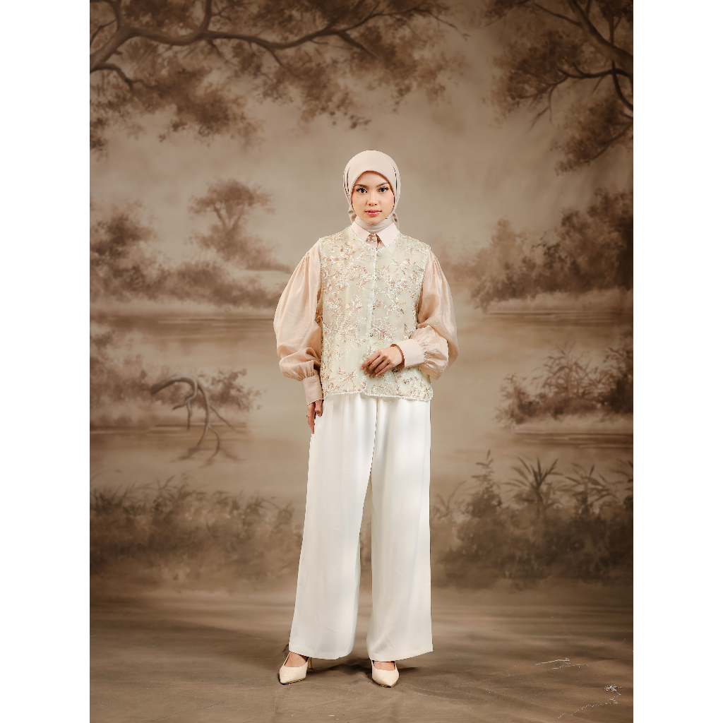 House of Syaira Nabila Outer - Outer Wanita Organza Bordir Payet Elegan Sleeveless