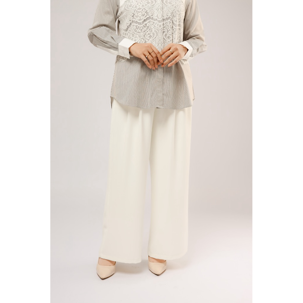 House of Syaira Ayura Pants - Celana Kulot Wanita Loose Straight Fit Flowy Elegan Formal Casual