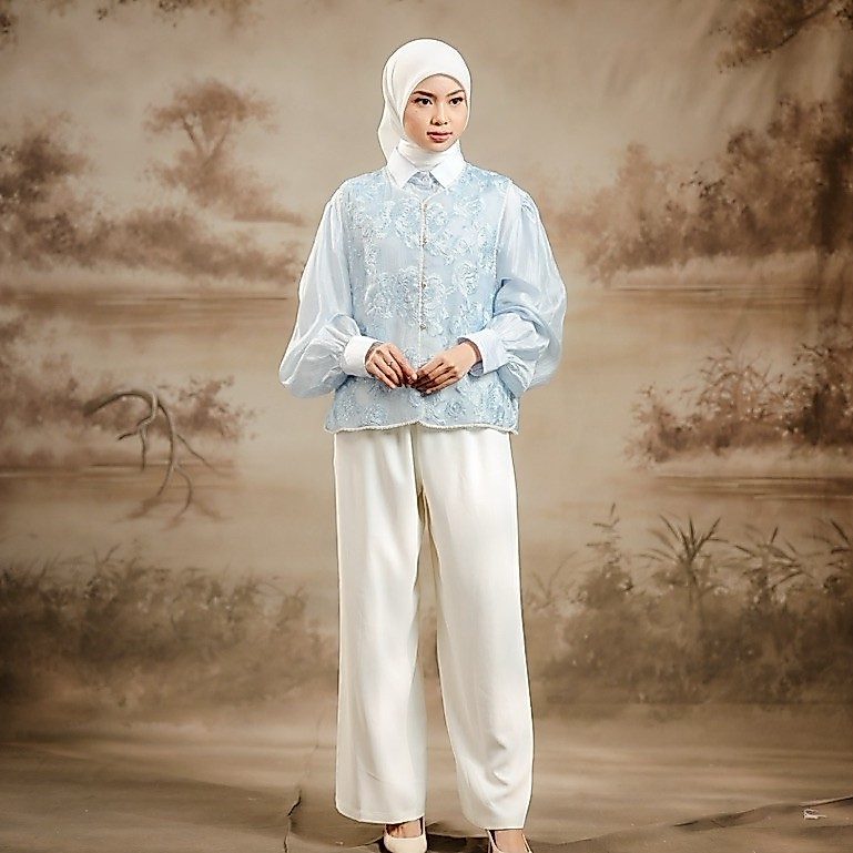 House of Syaira Ridya Outer - Outer Vest Wanita Organza Floral Payet Elegan