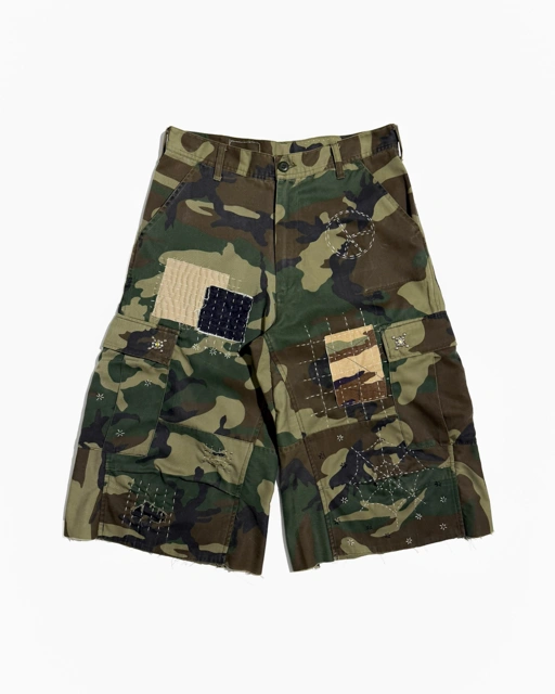 Image of Reworked BDU Camo Cargo Over Shorts - 003