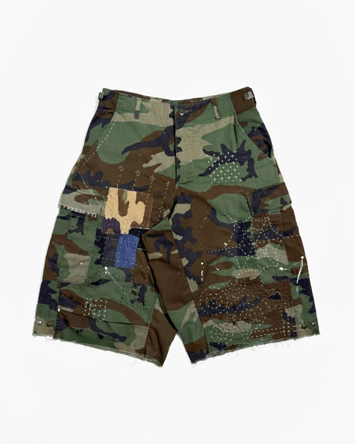 Image of Reworked BDU Camo Cargo Over Shorts - 001