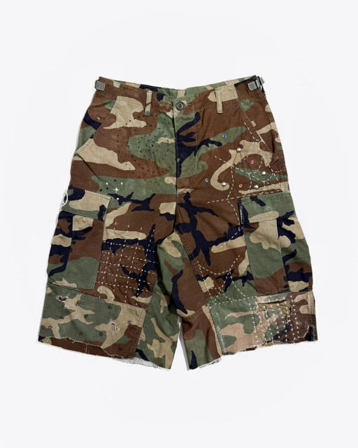 Image of Reworked BDU Camo Cargo Over Shorts - 002