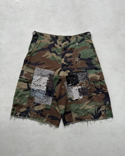 Image of Reworked BDU Camo Cargo Over Shorts - 009