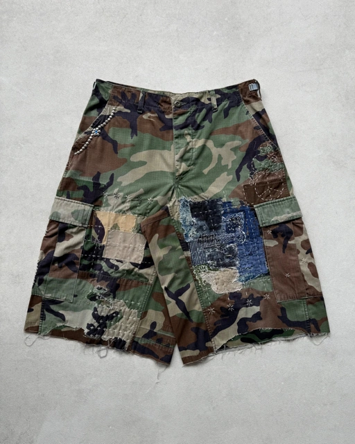 Image of Reworked BDU Camo Cargo Over Shorts - 008