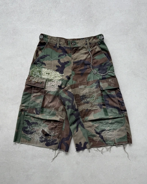Image of Reworked BDU Camo Cargo Over Shorts - 006