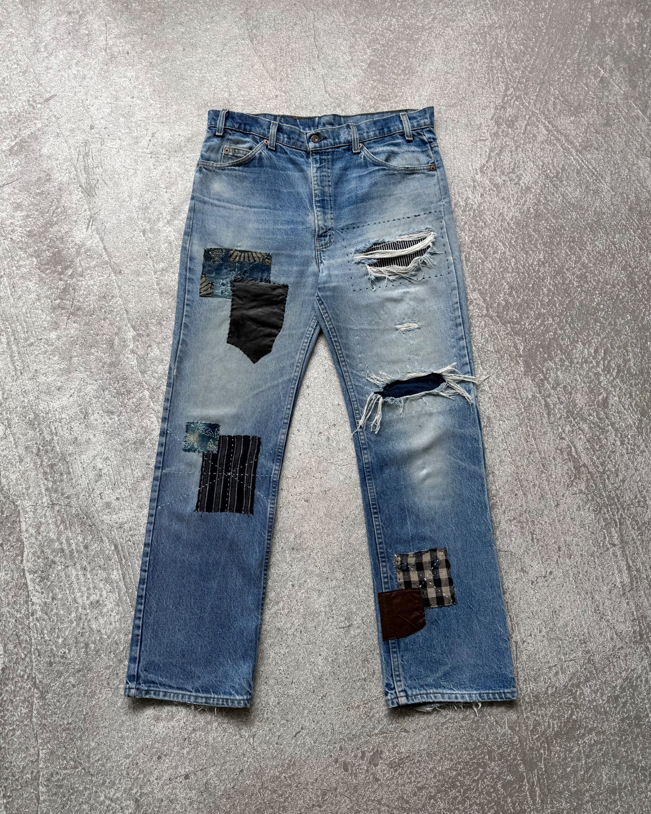 NO.031 REWORKED LEVI'S 517 BOOTCUT JEANS LIGHT BLUE 