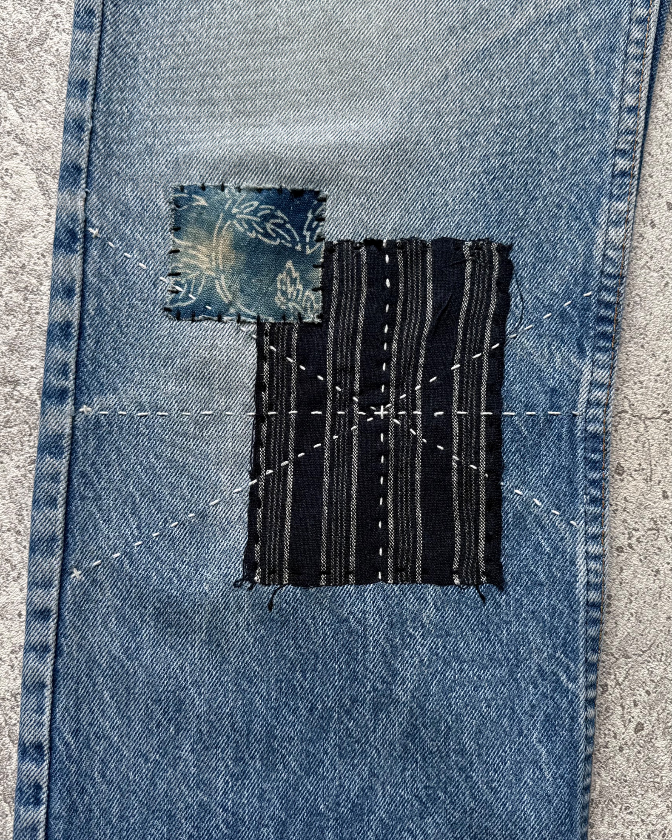 NO.031 REWORKED LEVI'S 517 BOOTCUT JEANS LIGHT BLUE 