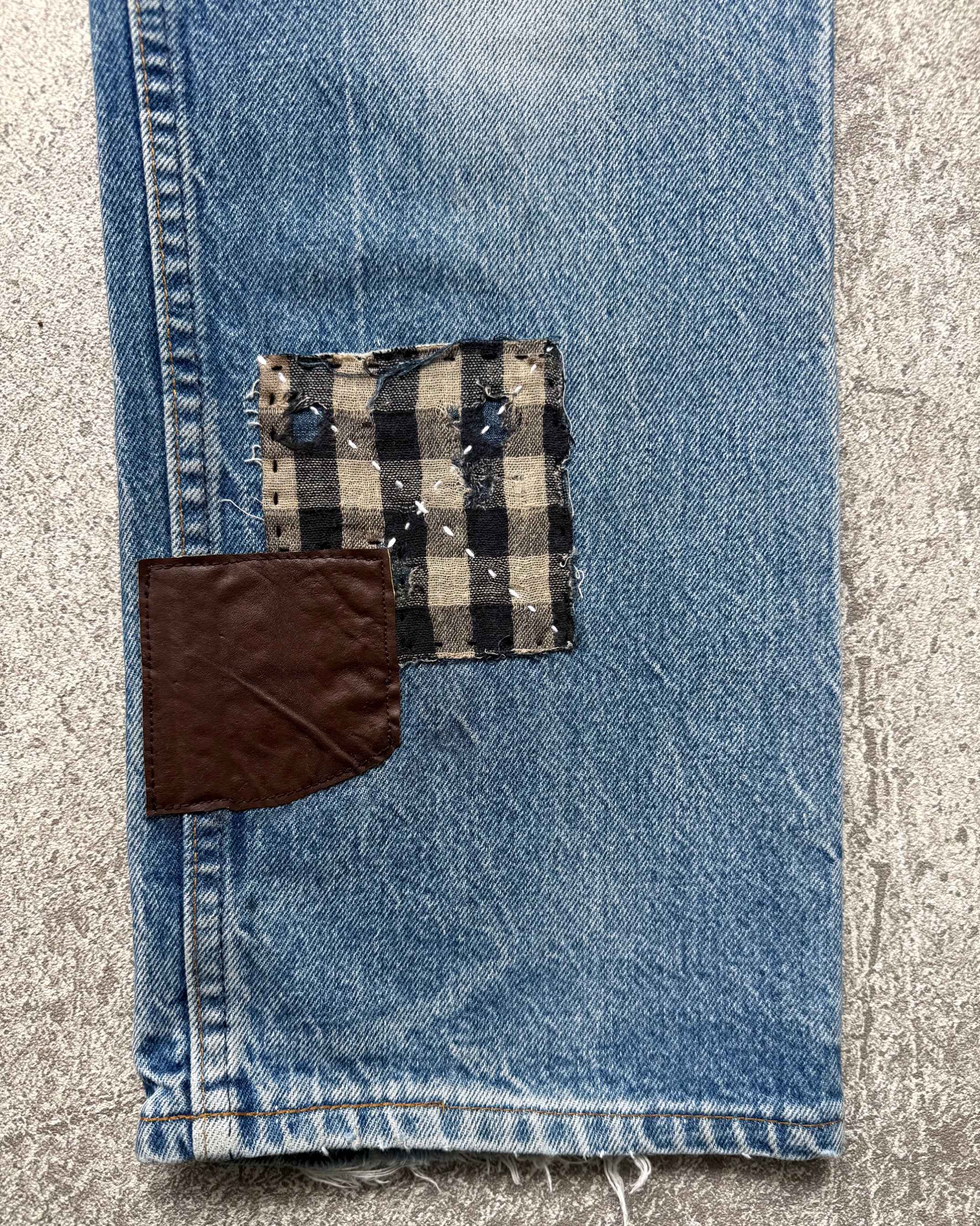 NO.031 REWORKED LEVI'S 517 BOOTCUT JEANS LIGHT BLUE 