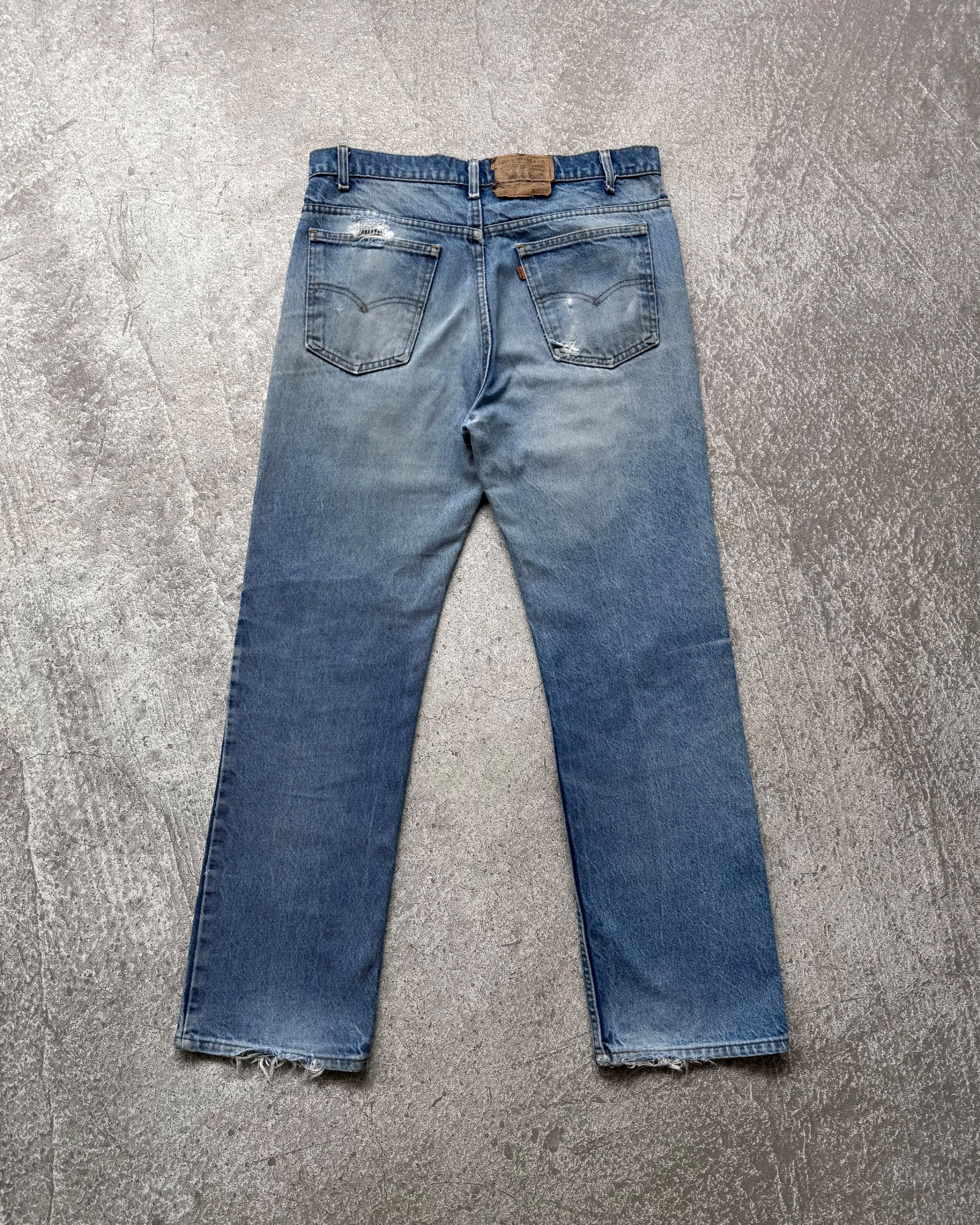 NO.031 REWORKED LEVI'S 517 BOOTCUT JEANS LIGHT BLUE 