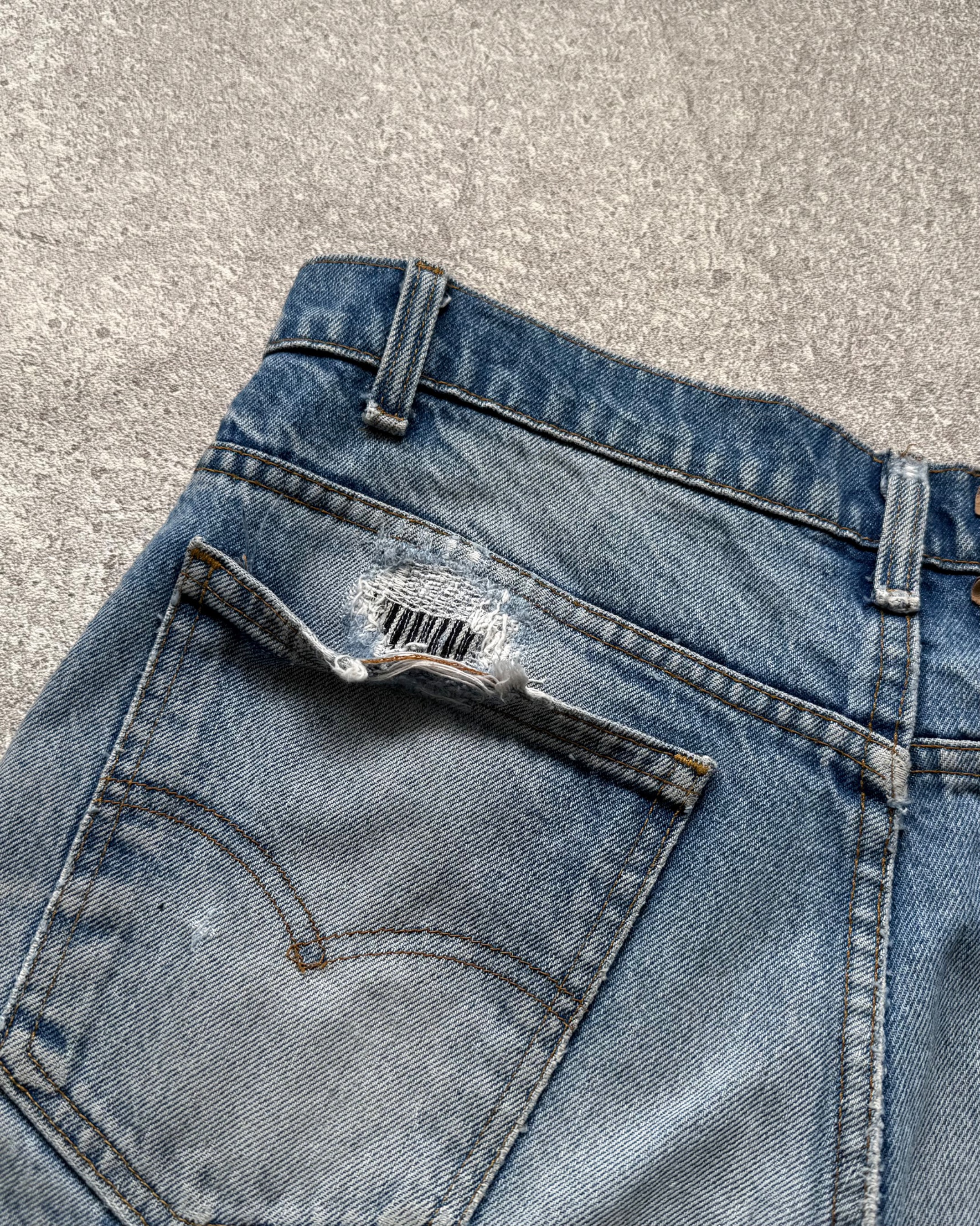 NO.031 REWORKED LEVI'S 517 BOOTCUT JEANS LIGHT BLUE 