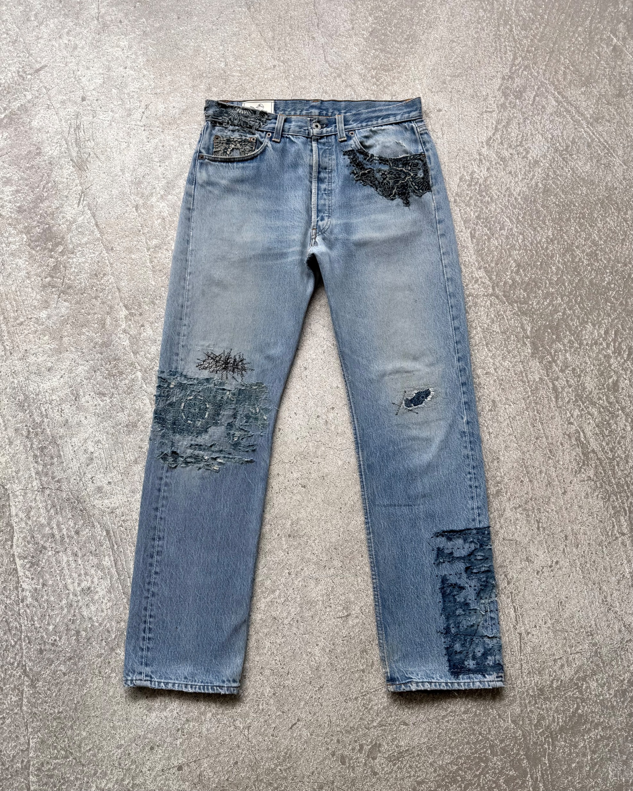 NO.029 REWORKED BORO LEVI'S 501 JEANS LIGHT BLUE