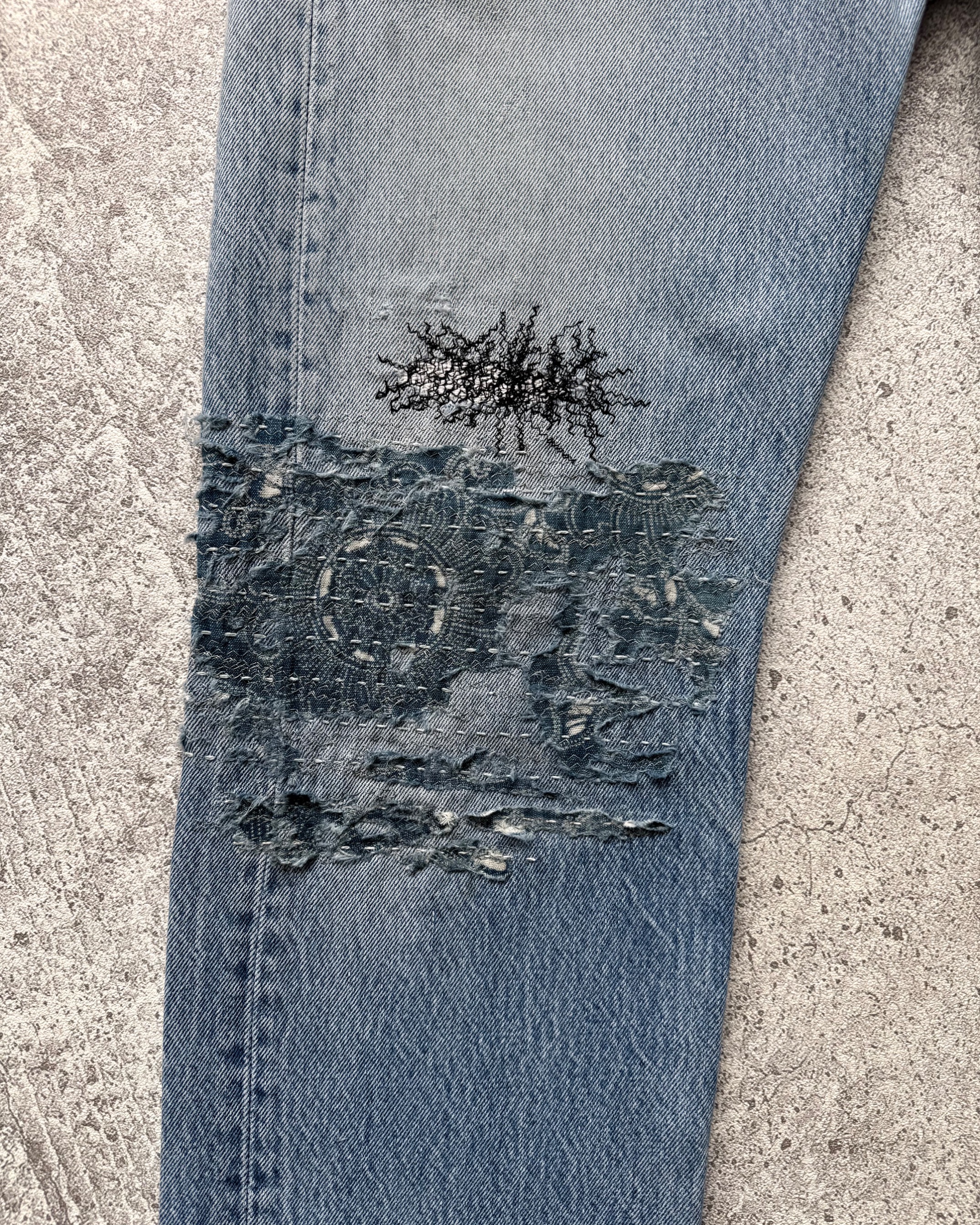 NO.029 REWORKED BORO LEVI'S 501 JEANS LIGHT BLUE