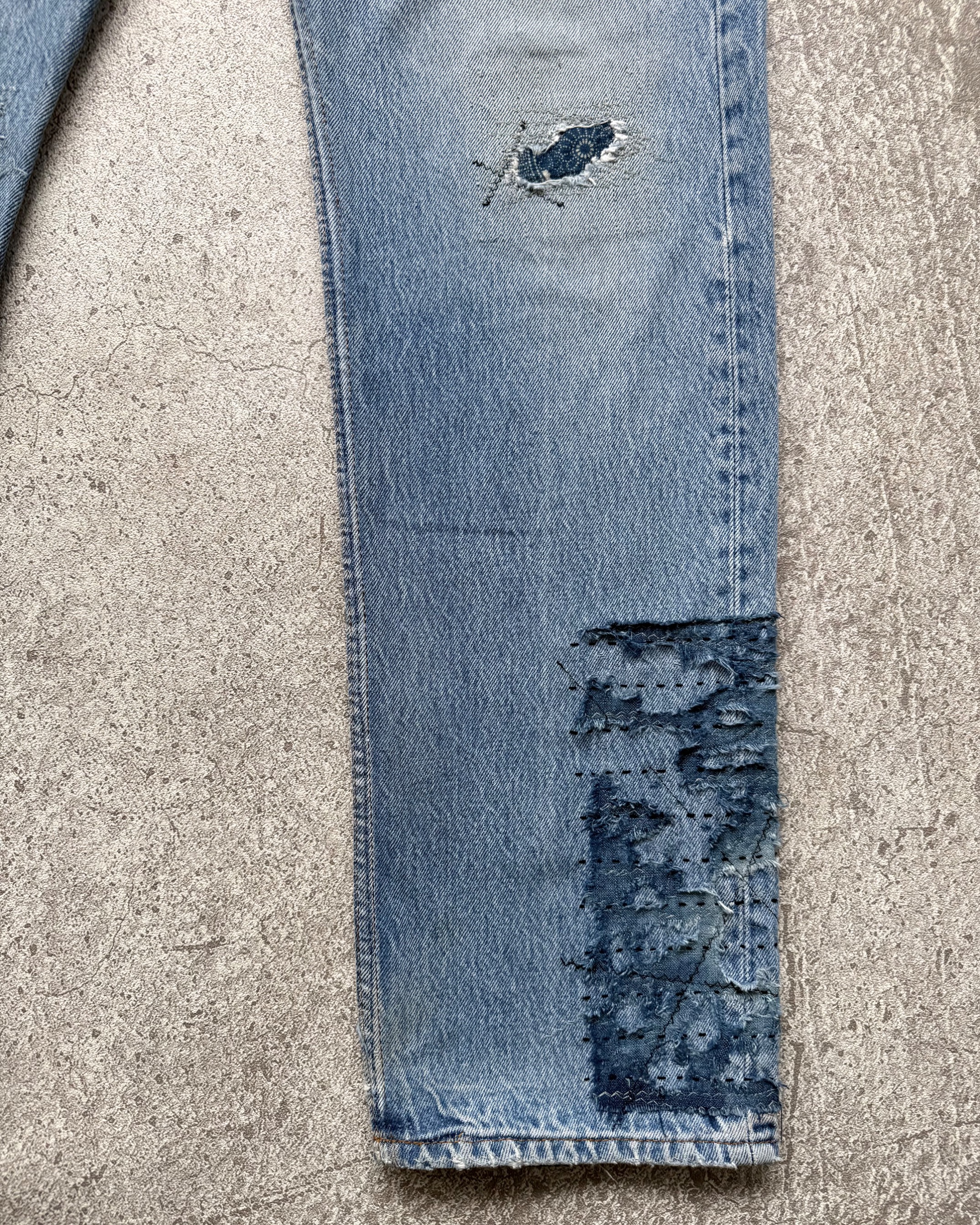 NO.029 REWORKED BORO LEVI'S 501 JEANS LIGHT BLUE