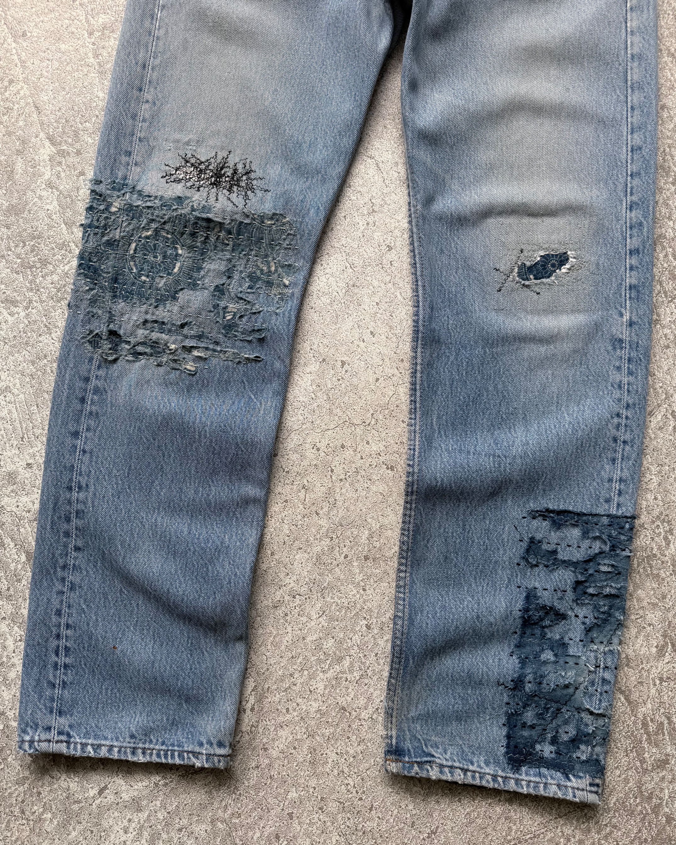NO.029 REWORKED BORO LEVI'S 501 JEANS LIGHT BLUE