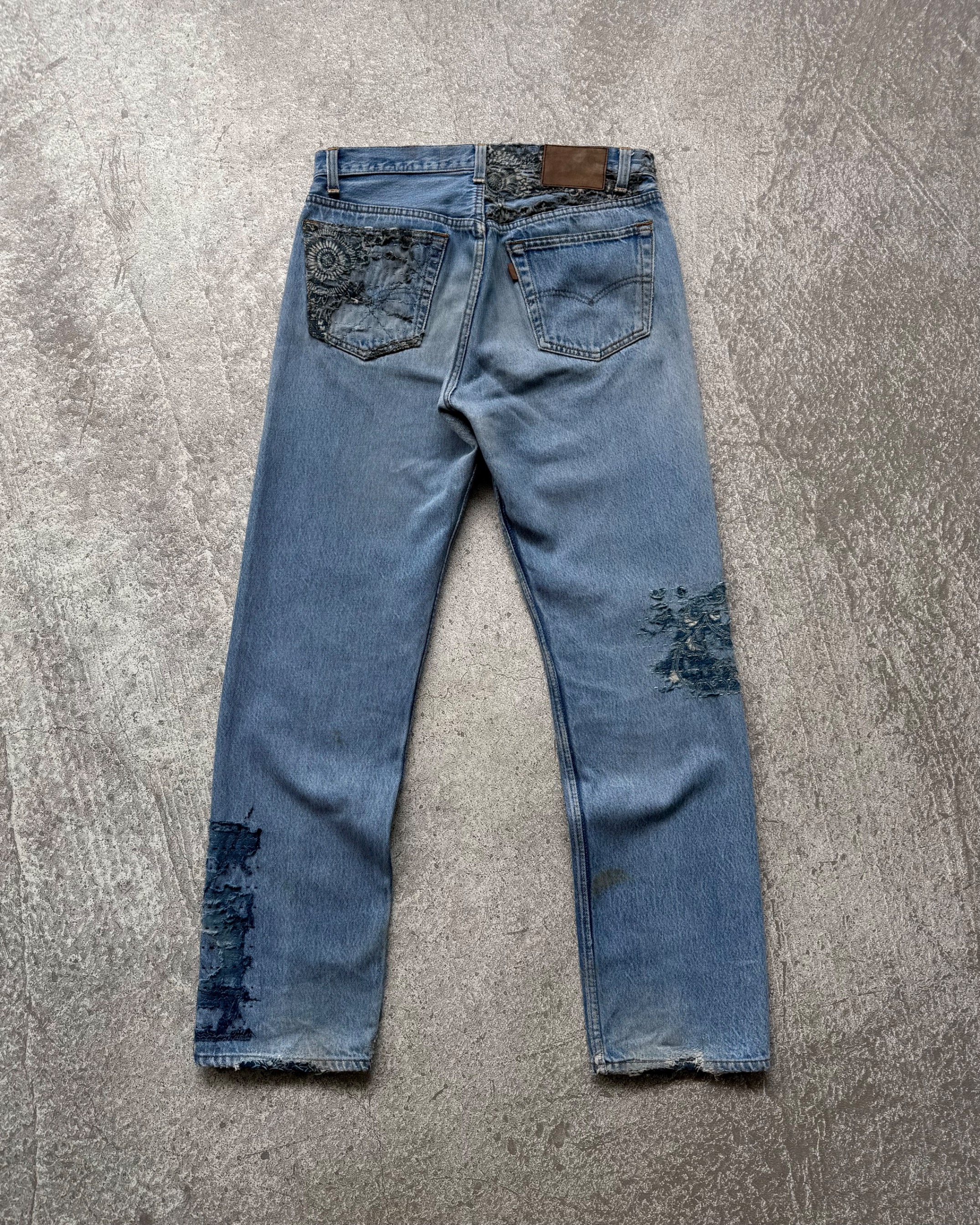 NO.029 REWORKED BORO LEVI'S 501 JEANS LIGHT BLUE