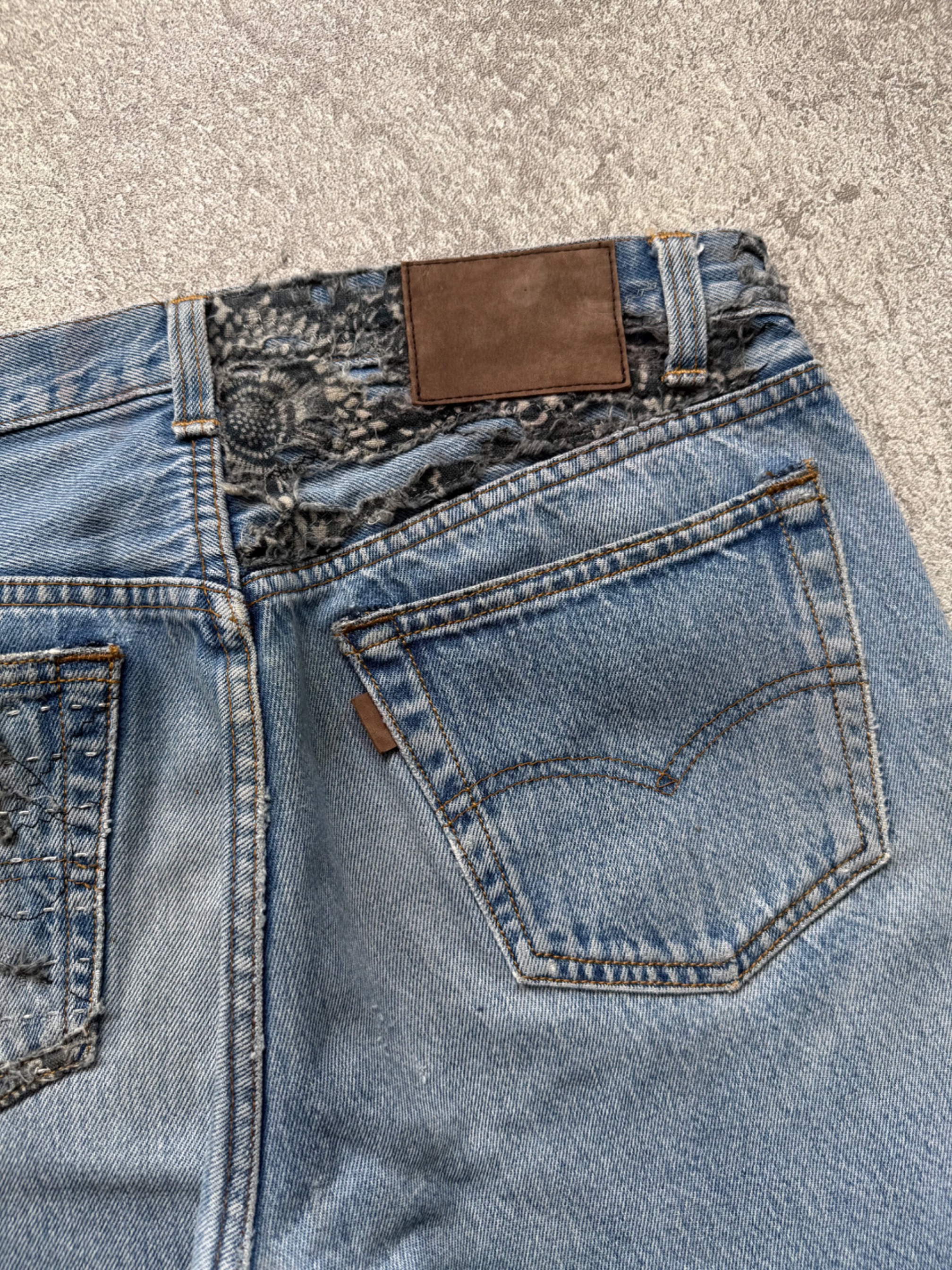 NO.029 REWORKED BORO LEVI'S 501 JEANS LIGHT BLUE