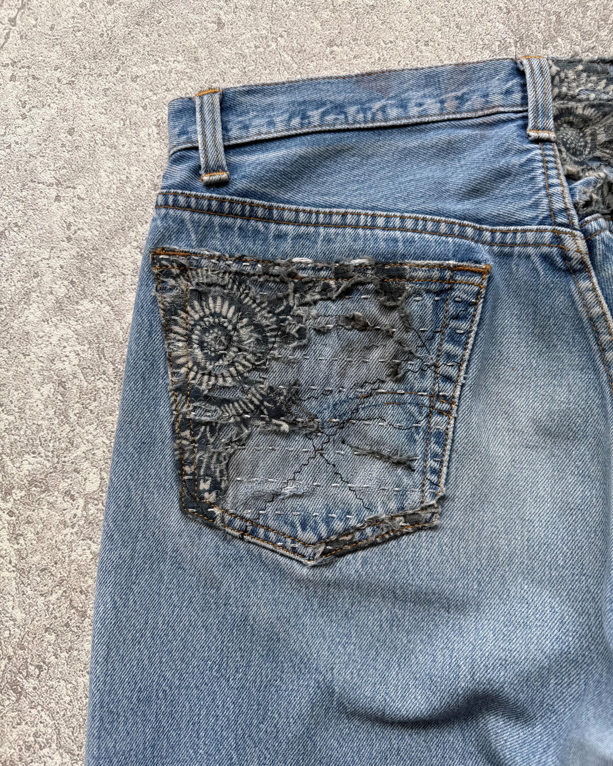 NO.029 REWORKED BORO LEVI'S 501 JEANS LIGHT BLUE