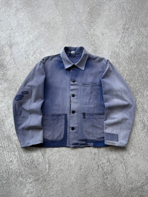 VINTAGE SUNFADED 1960'S HBT GERMAN CHORE JACKET
