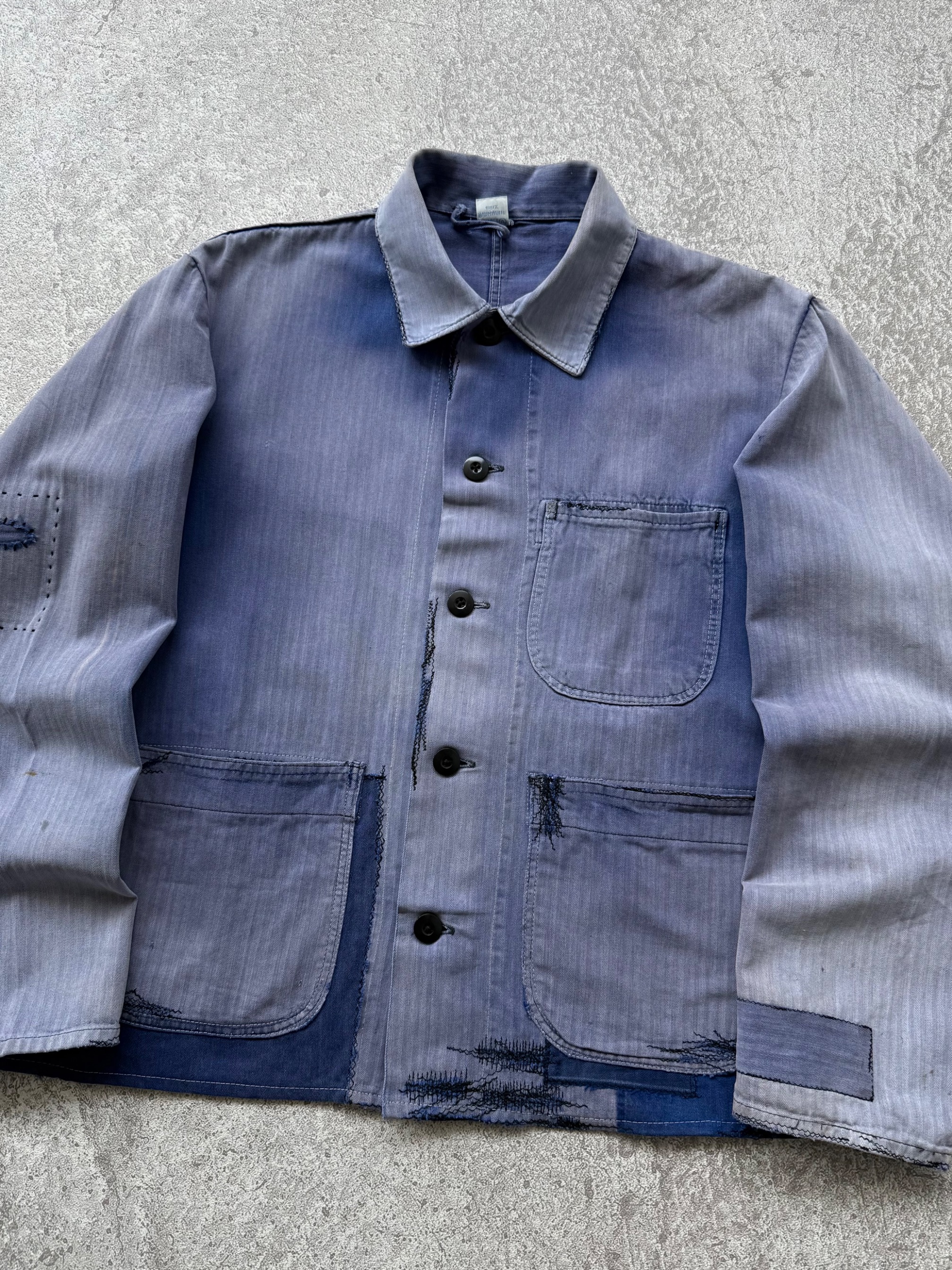 VINTAGE SUNFADED 1960'S HBT GERMAN CHORE JACKET