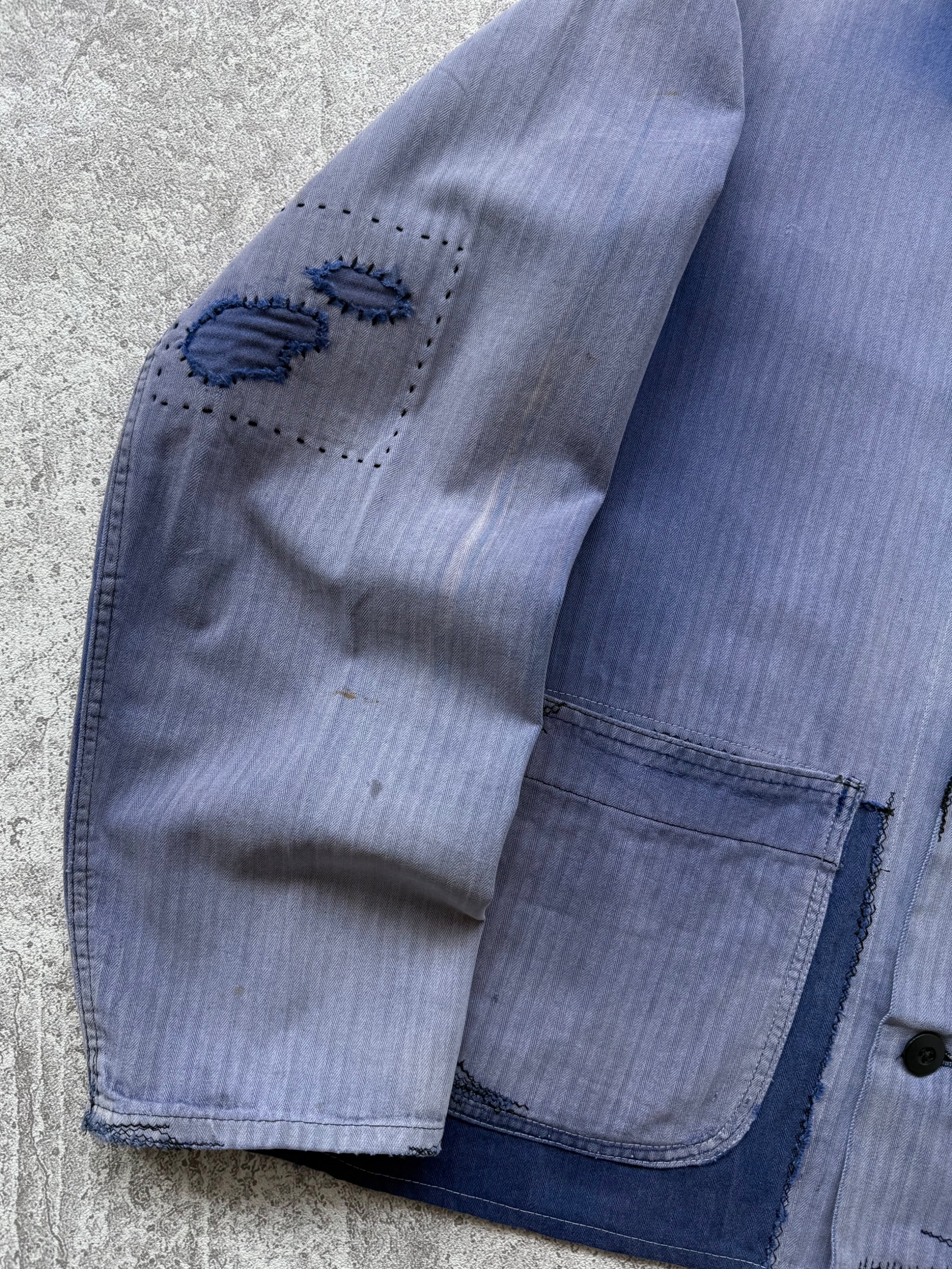 VINTAGE SUNFADED 1960'S HBT GERMAN CHORE JACKET