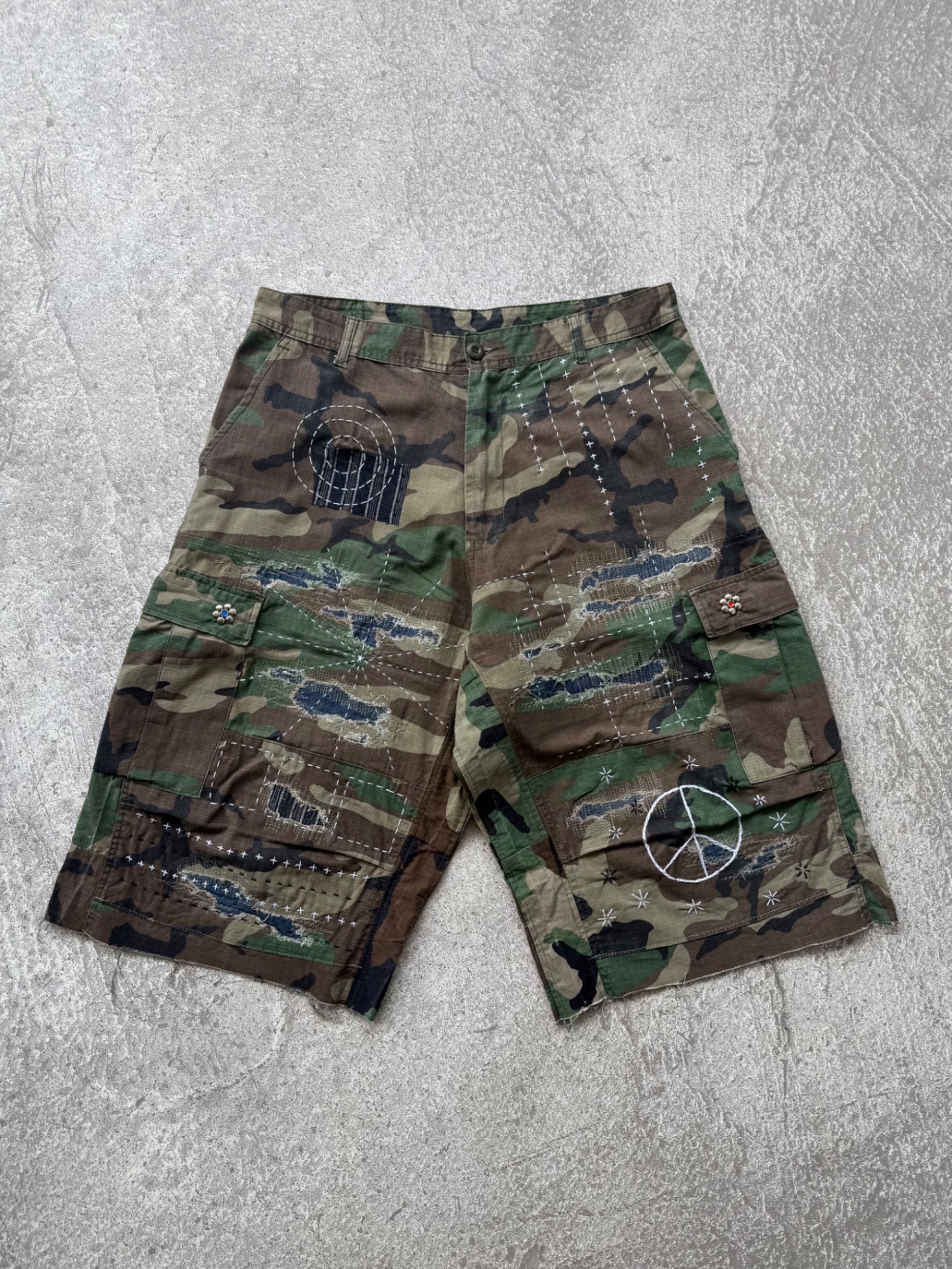 NO.036 REWORKED US ARMY CAMO SHORTS