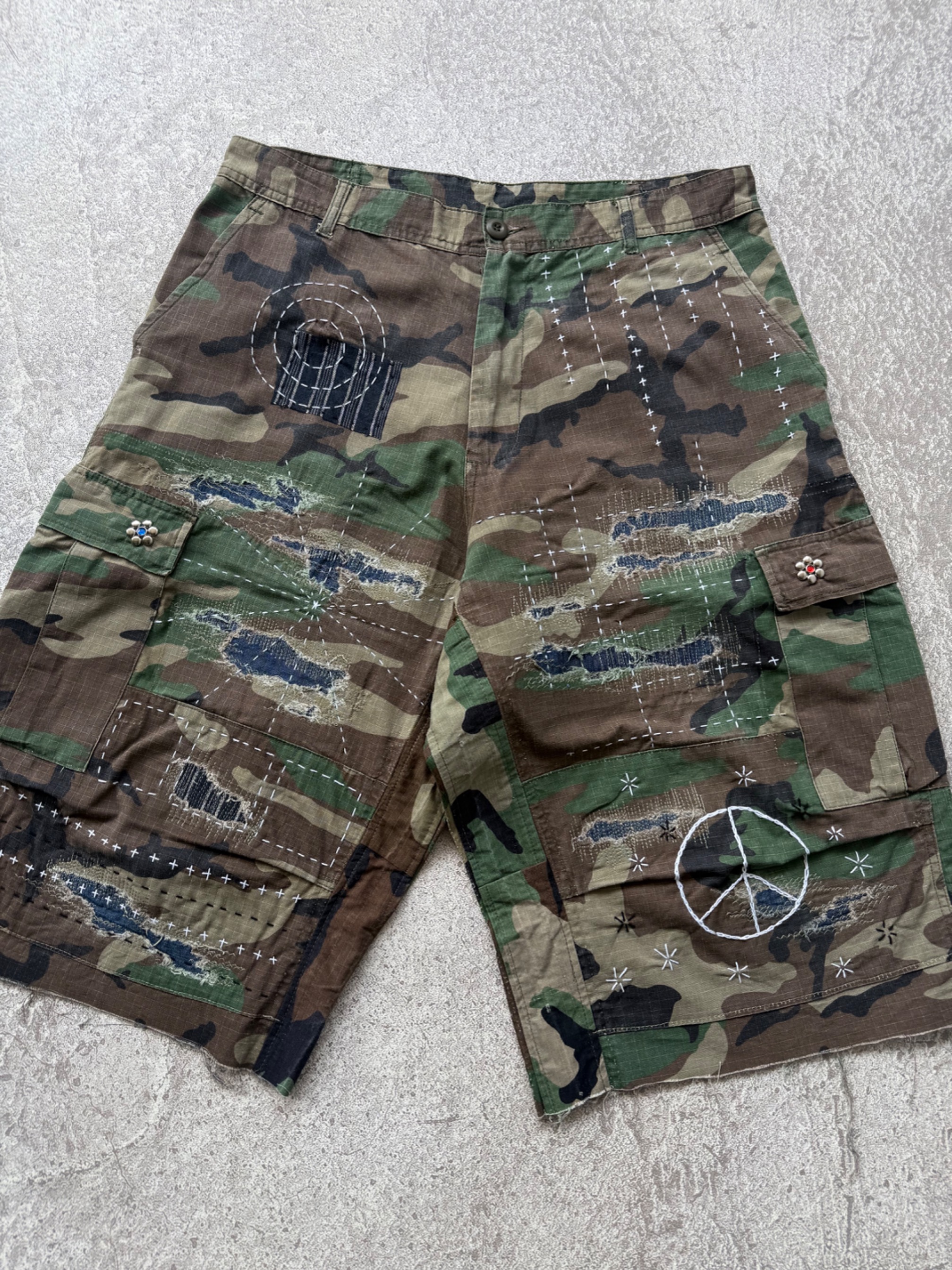 NO.036 REWORKED US ARMY CAMO SHORTS