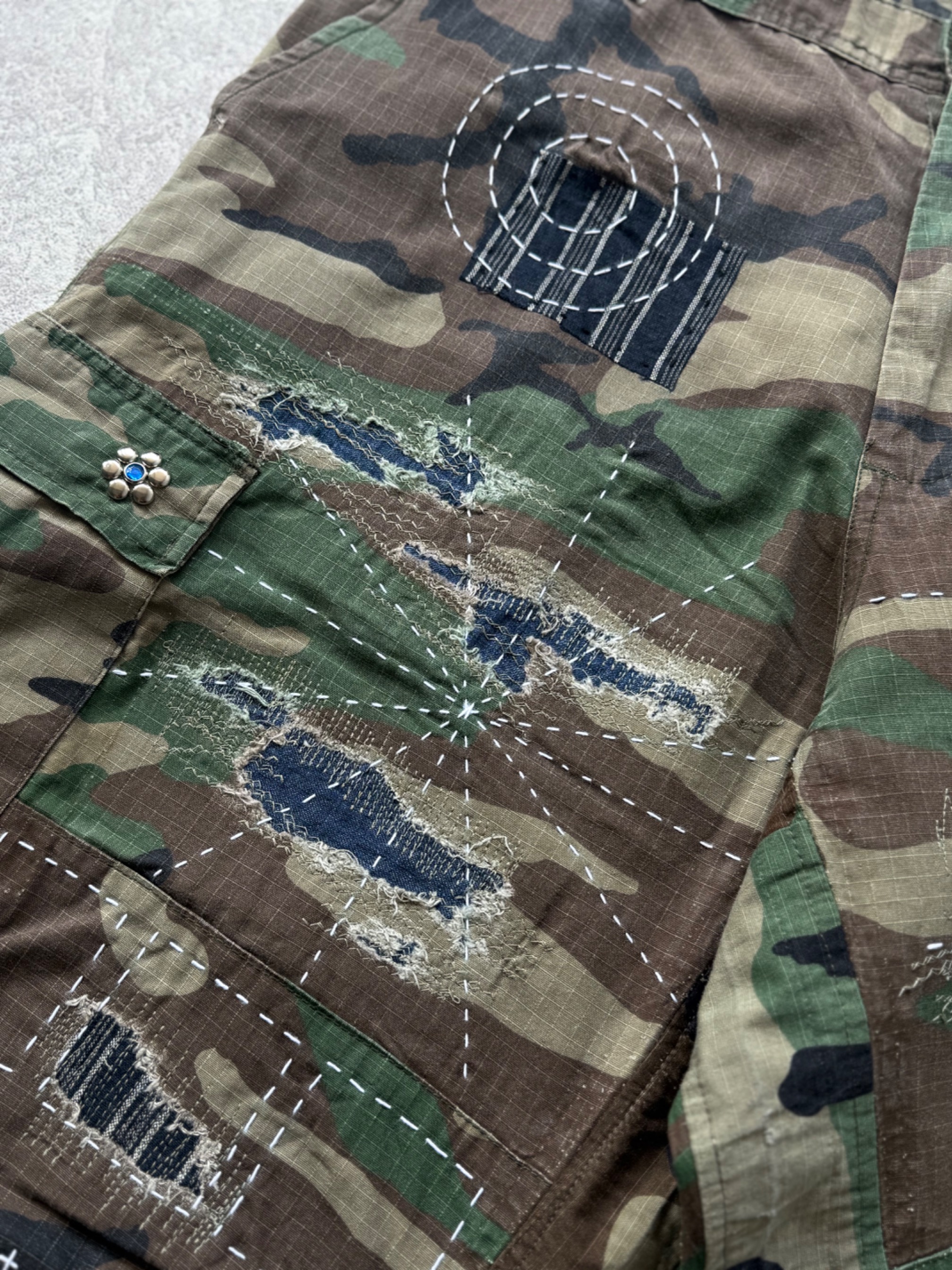NO.036 REWORKED US ARMY CAMO SHORTS