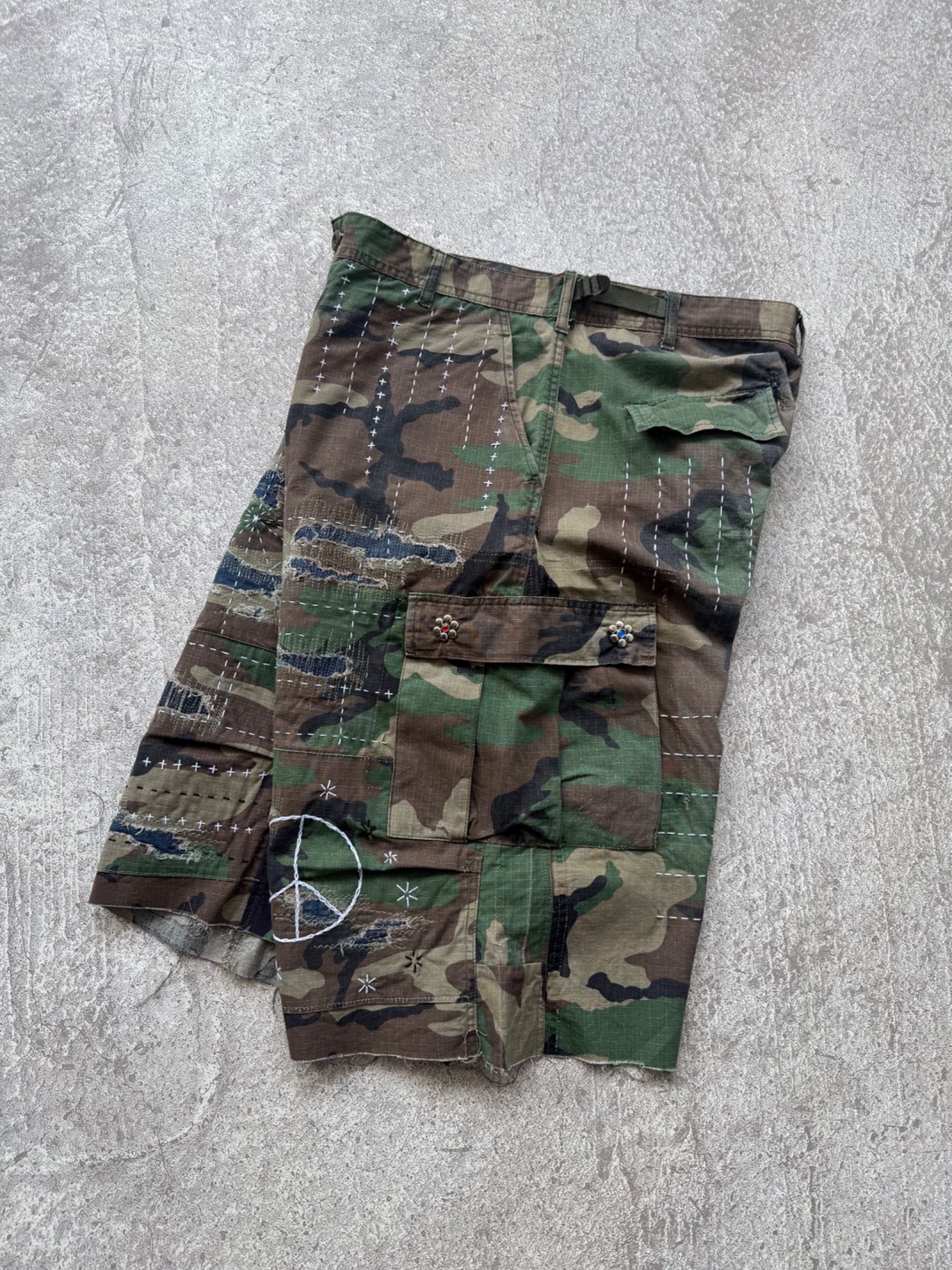 NO.036 REWORKED US ARMY CAMO SHORTS
