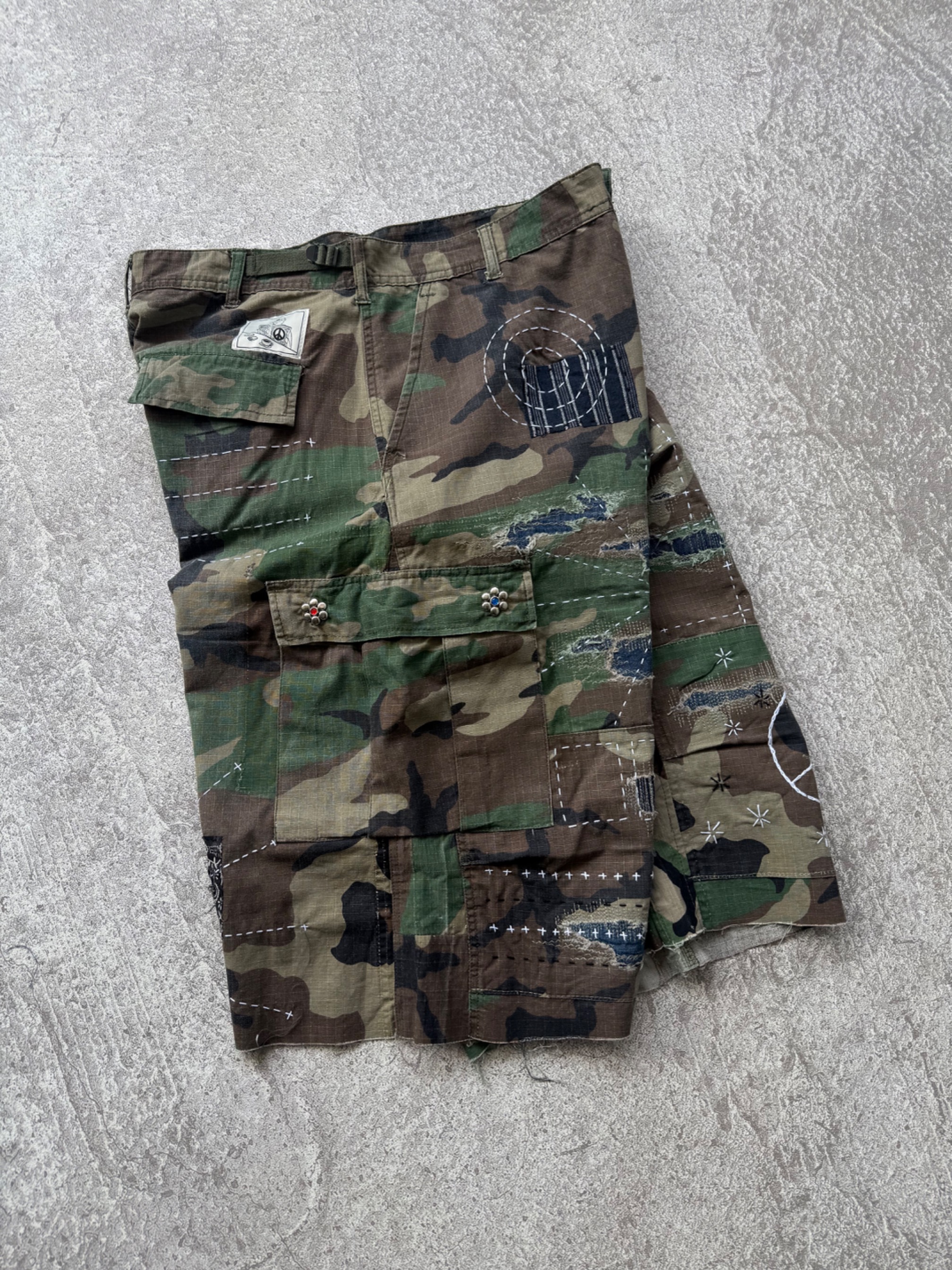 NO.036 REWORKED US ARMY CAMO SHORTS