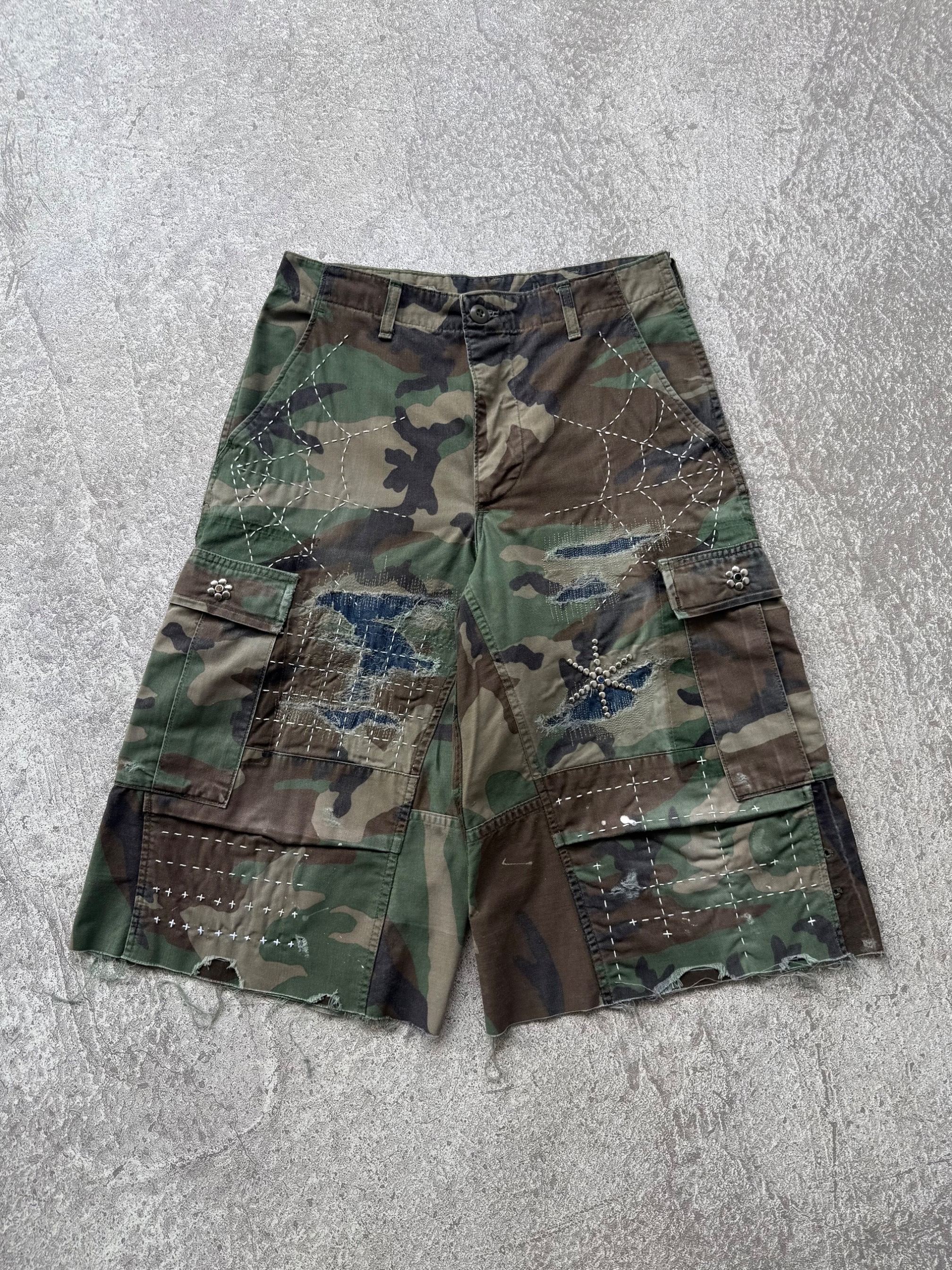 NO.035 REWORKED US ARMY CAMO SHORTS
