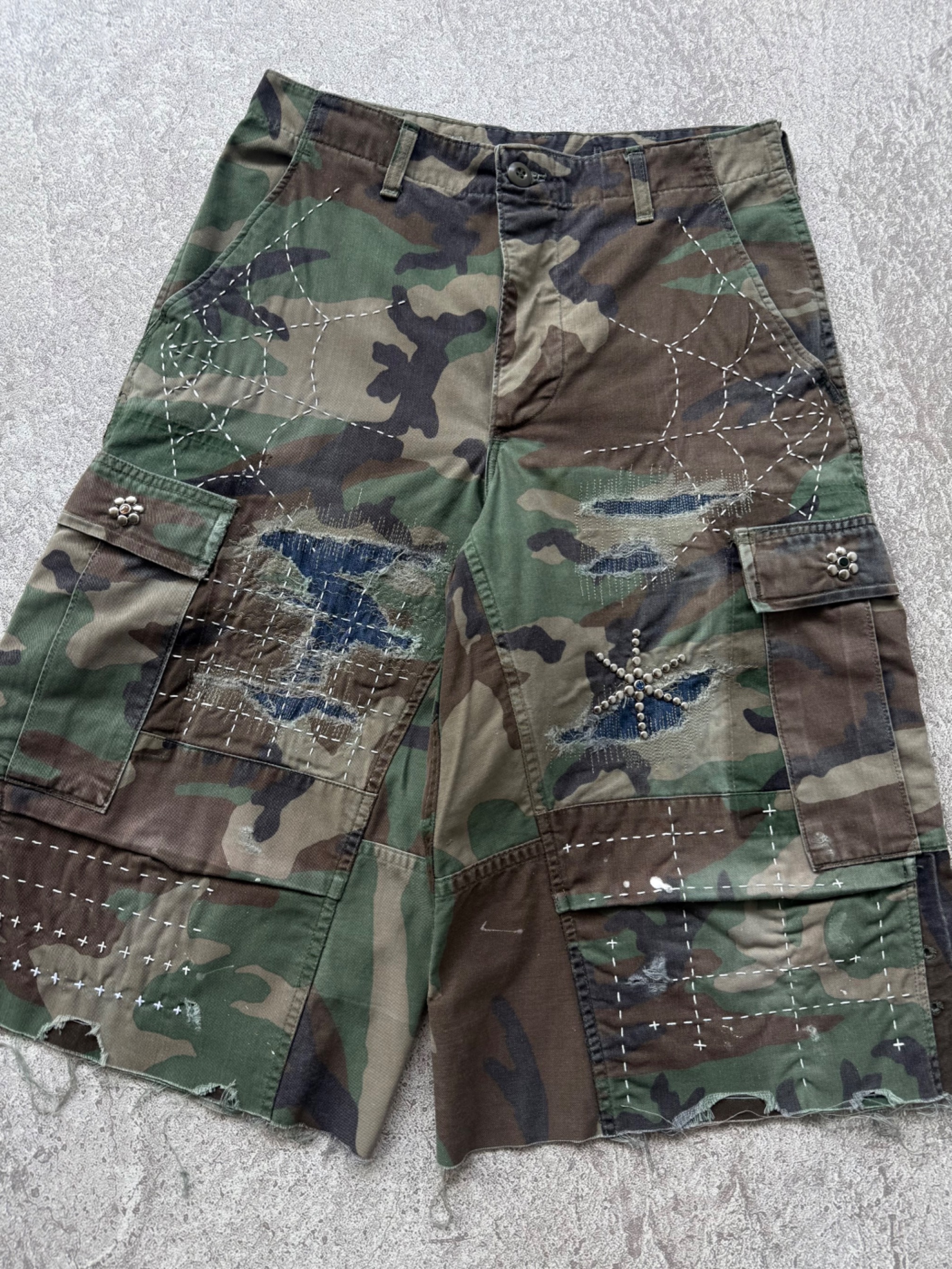 NO.035 REWORKED US ARMY CAMO SHORTS