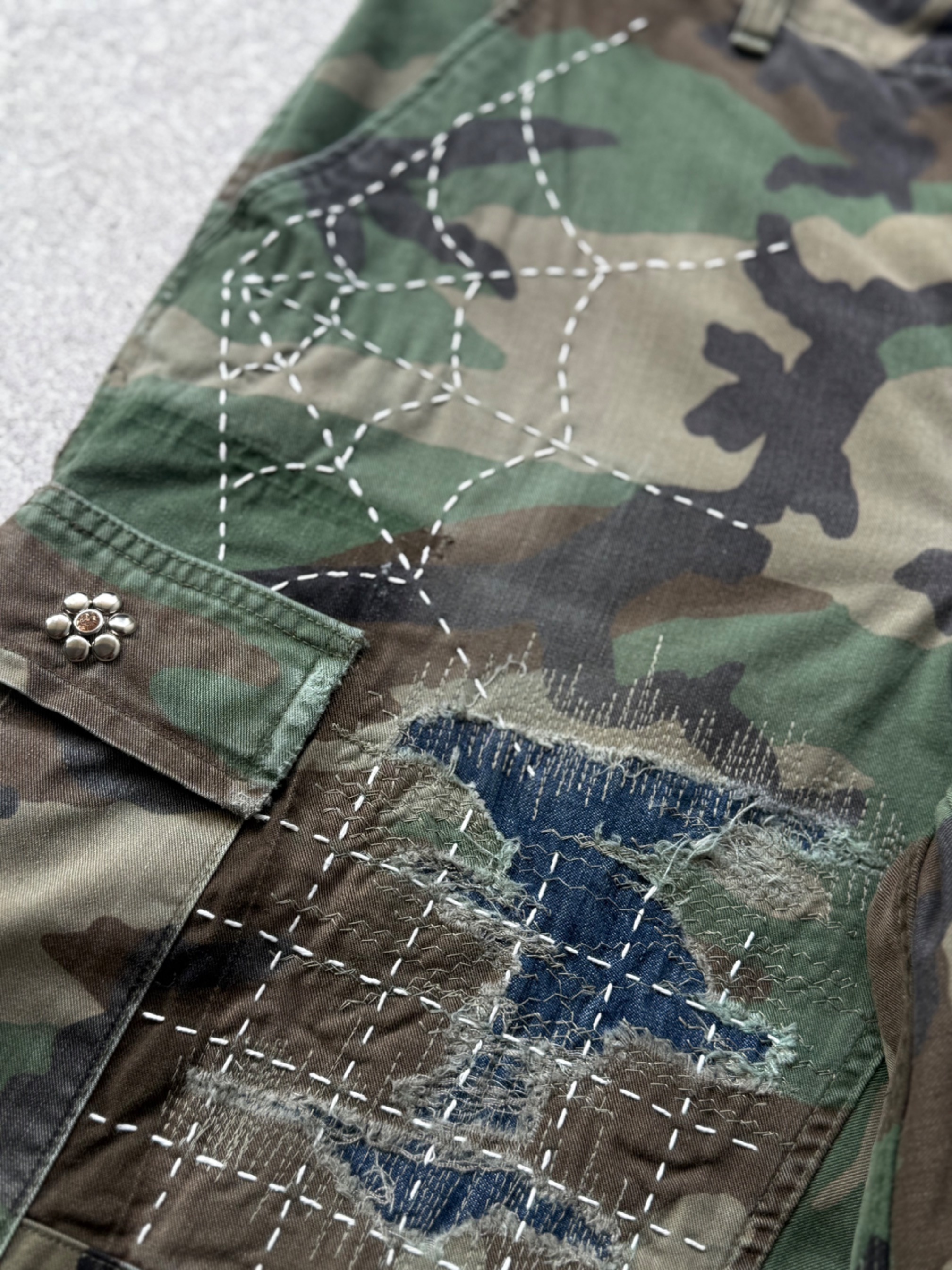 NO.035 REWORKED US ARMY CAMO SHORTS