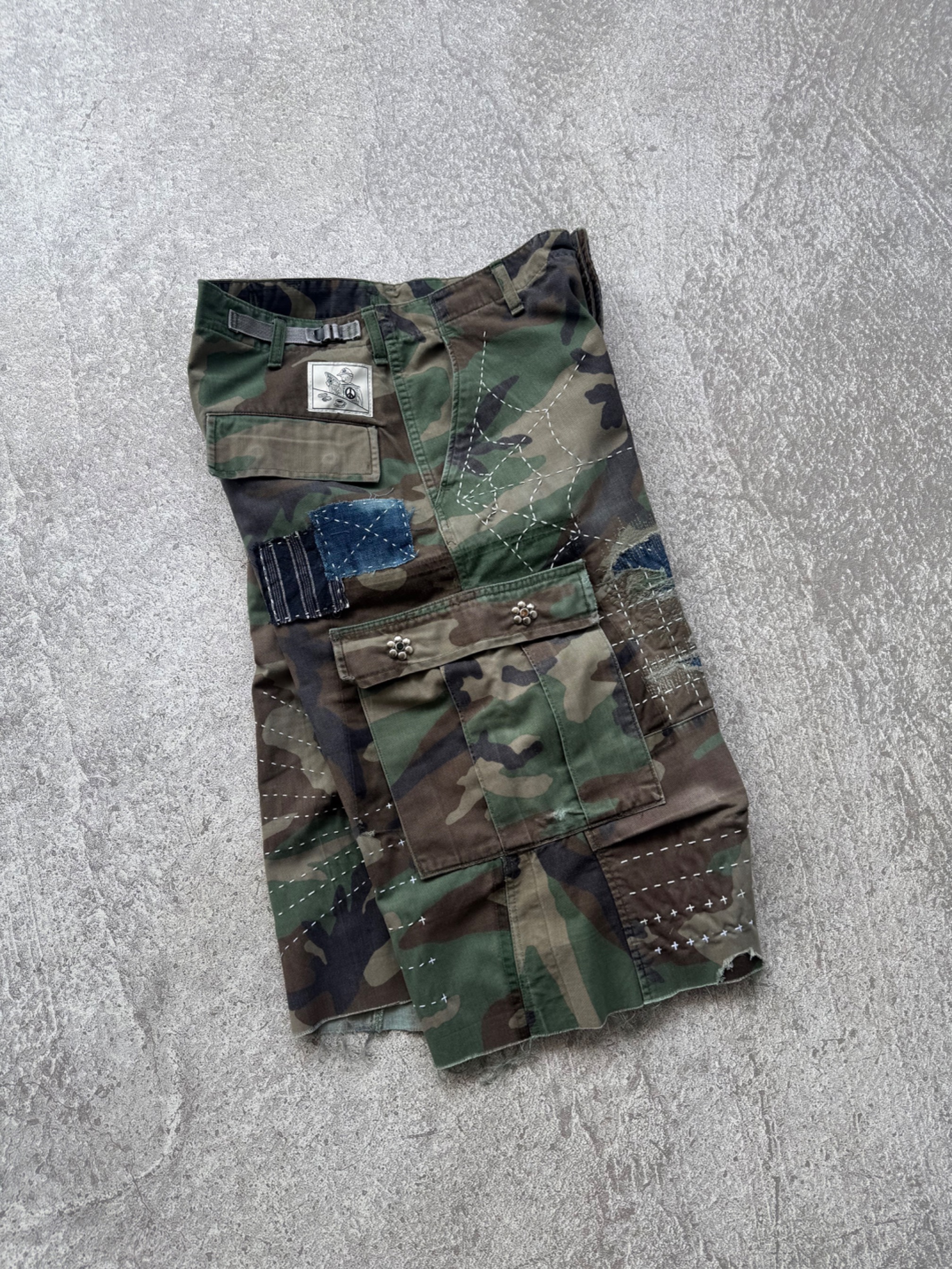 NO.035 REWORKED US ARMY CAMO SHORTS