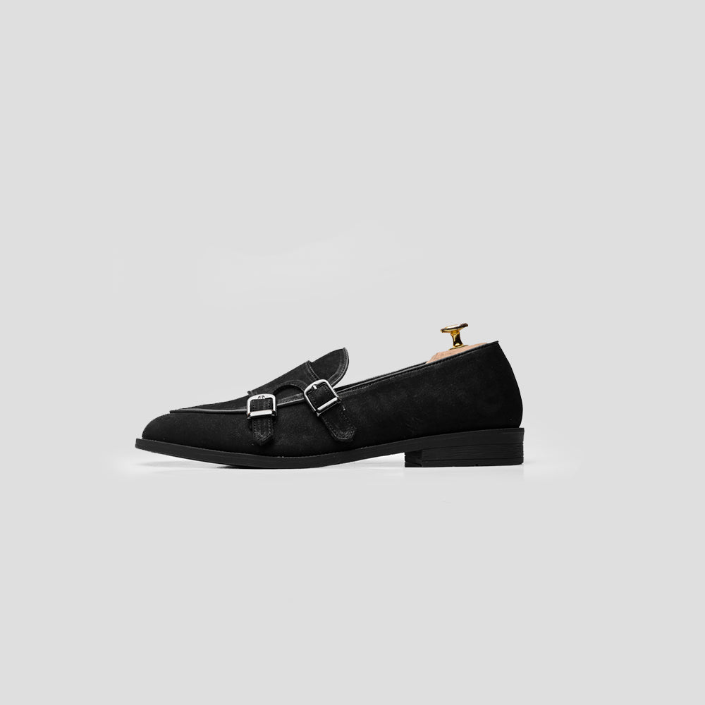 Customized Loafers Belgian Double Monk Strap L.I.F.E Black