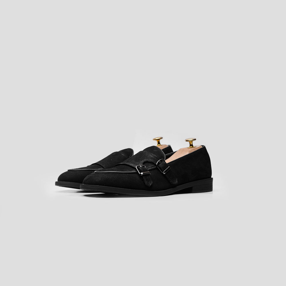 Customized Loafers Belgian Double Monk Strap L.I.F.E Black